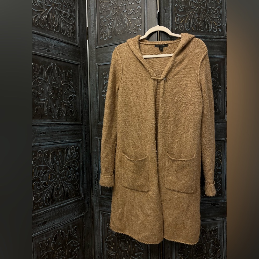 Women’s Long cardigan, safety pin enclosure, cozy